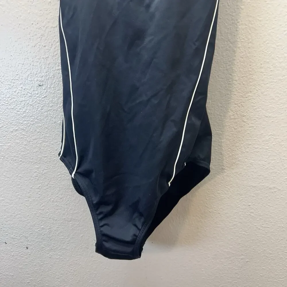Lands End Full Coverage One Piece‎ Swimsuit Women 6 Black Bathing Suit Modest